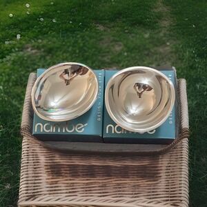 2- Nambe Tri Corner & Butterfly Small Bowls Silver Alloy Metal MT0809 & MT0808